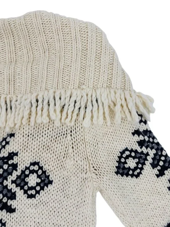 RARE Hollister Fringe Hem Cream Cardigan | Boho Indie Sleaze Coastal Cowgirl Y2K - Picture 10 of 16